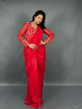 Scarlet Radiance Red Brasso Ready to Wear Saree