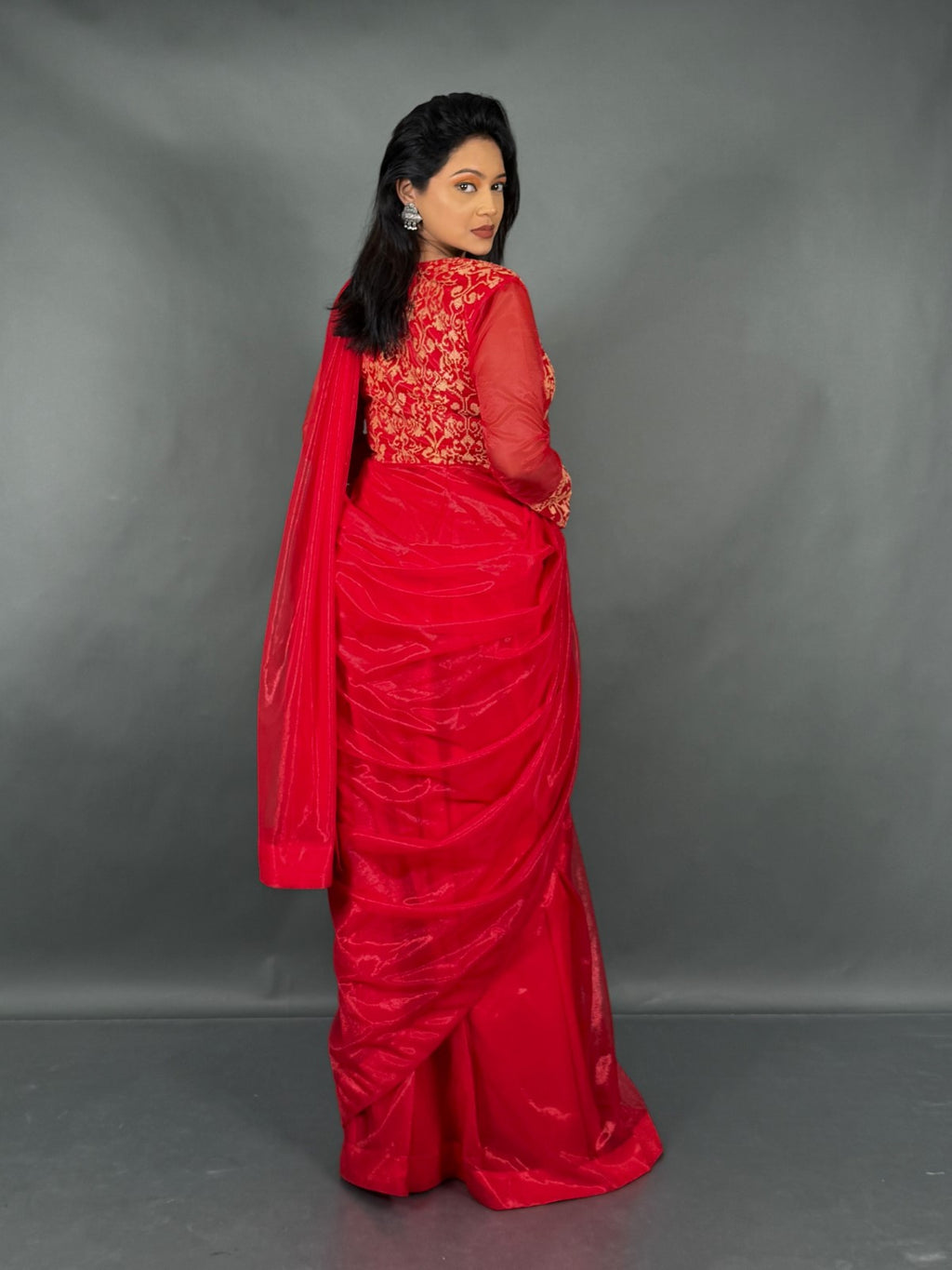 Royal Ember Red Plus Size Ready to wear Saree