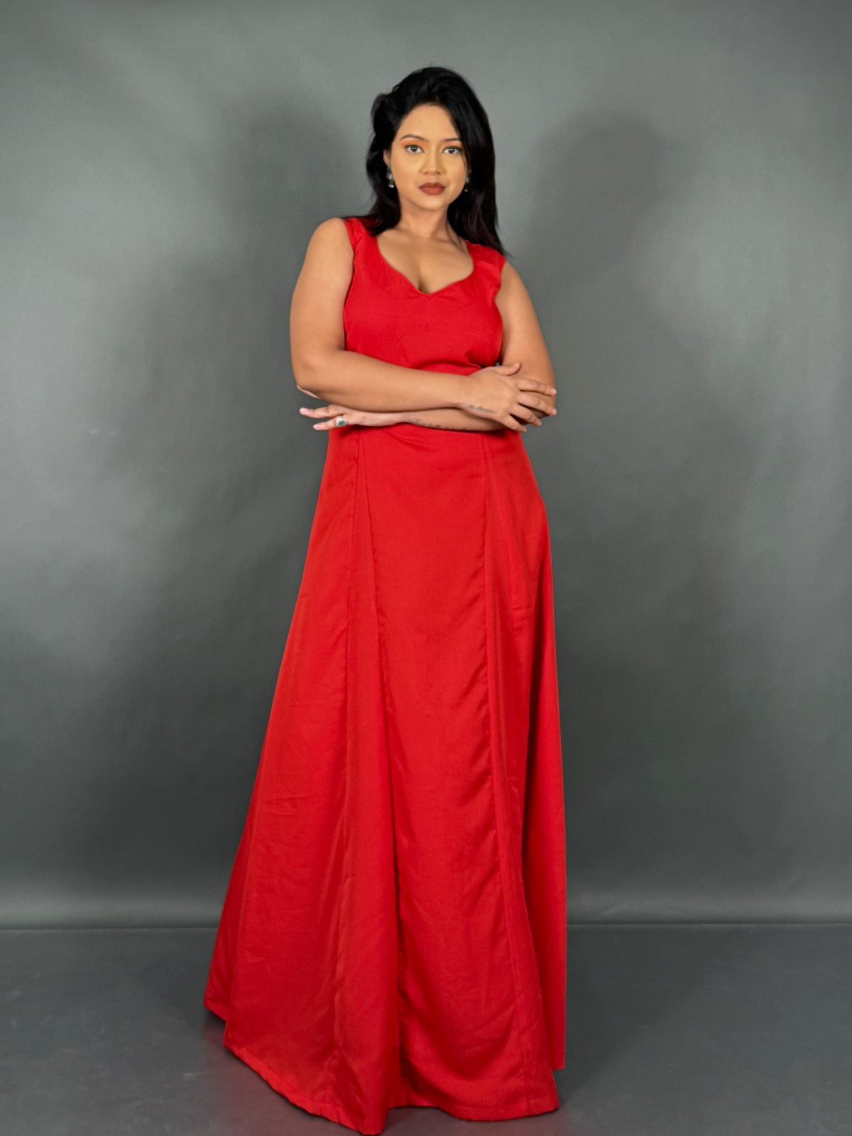 Scarlet Radiance Red Brasso Ready to Wear Saree