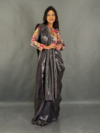 Shadow Bloom Charcoal Black Ready to wear saree