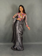 Smoky Elegance Charcoal Black Ready to wear Saree