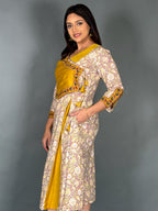 Mustard Bloom Angrakha Kurti for Corporate Elegance