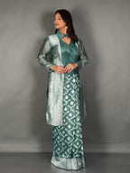 Curvy Friendly Rama Green Jamdani Jacket Saree