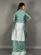 Curvy Friendly Rama Green Jamdani Jacket Saree
