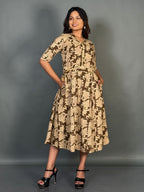 Mocha Curve Cotton Collar Flare Dress