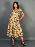 Mocha Elegance Cotton Collar Dress