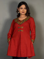Chic Maroon Cotton Kurti for Plus-Size