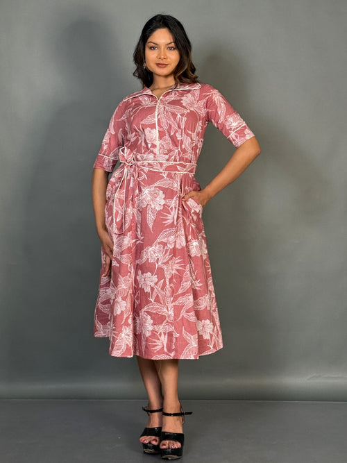 Blush Bloom Cotton Collar Dress