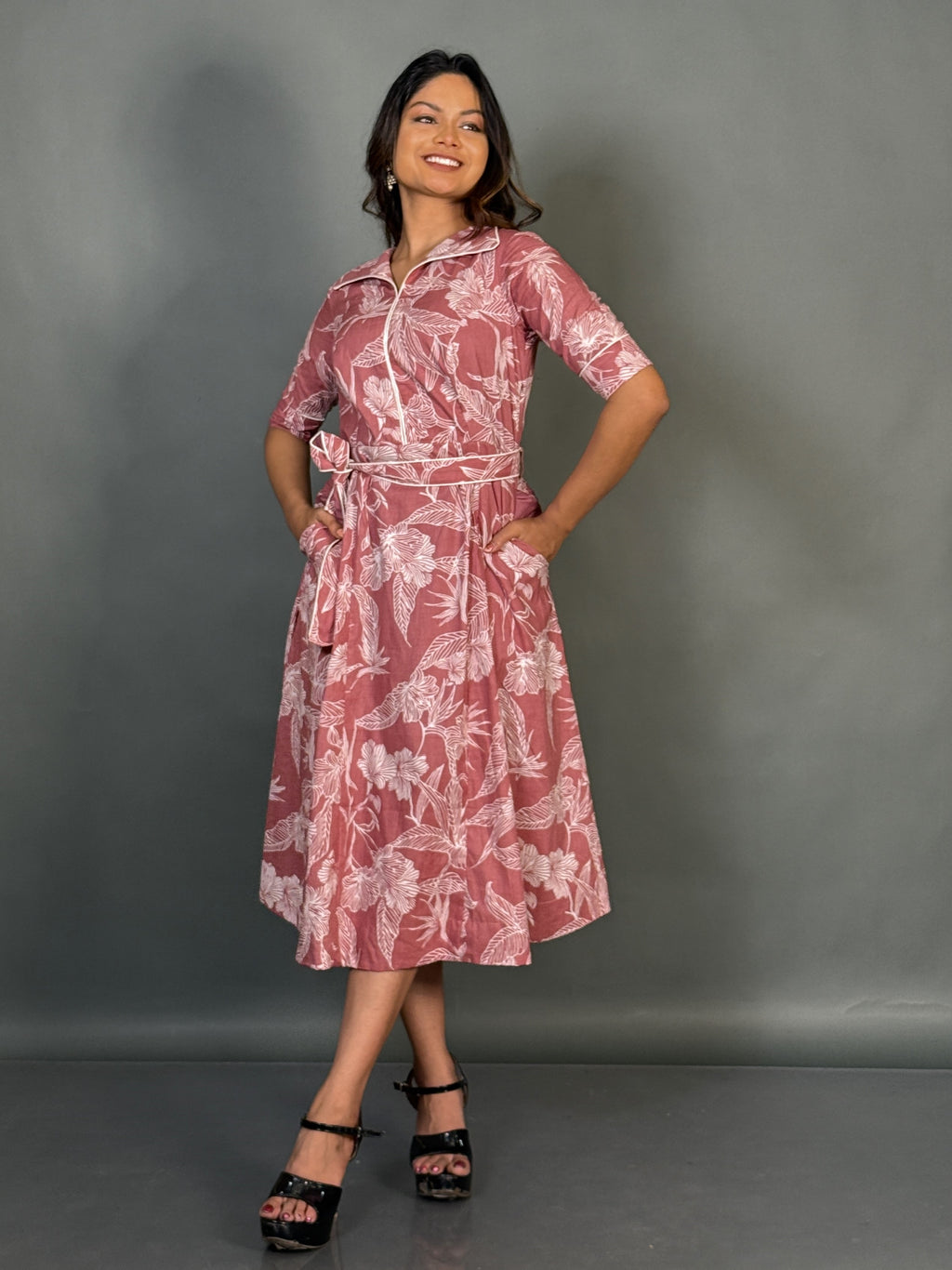 Blush Bloom Cotton Collar Dress