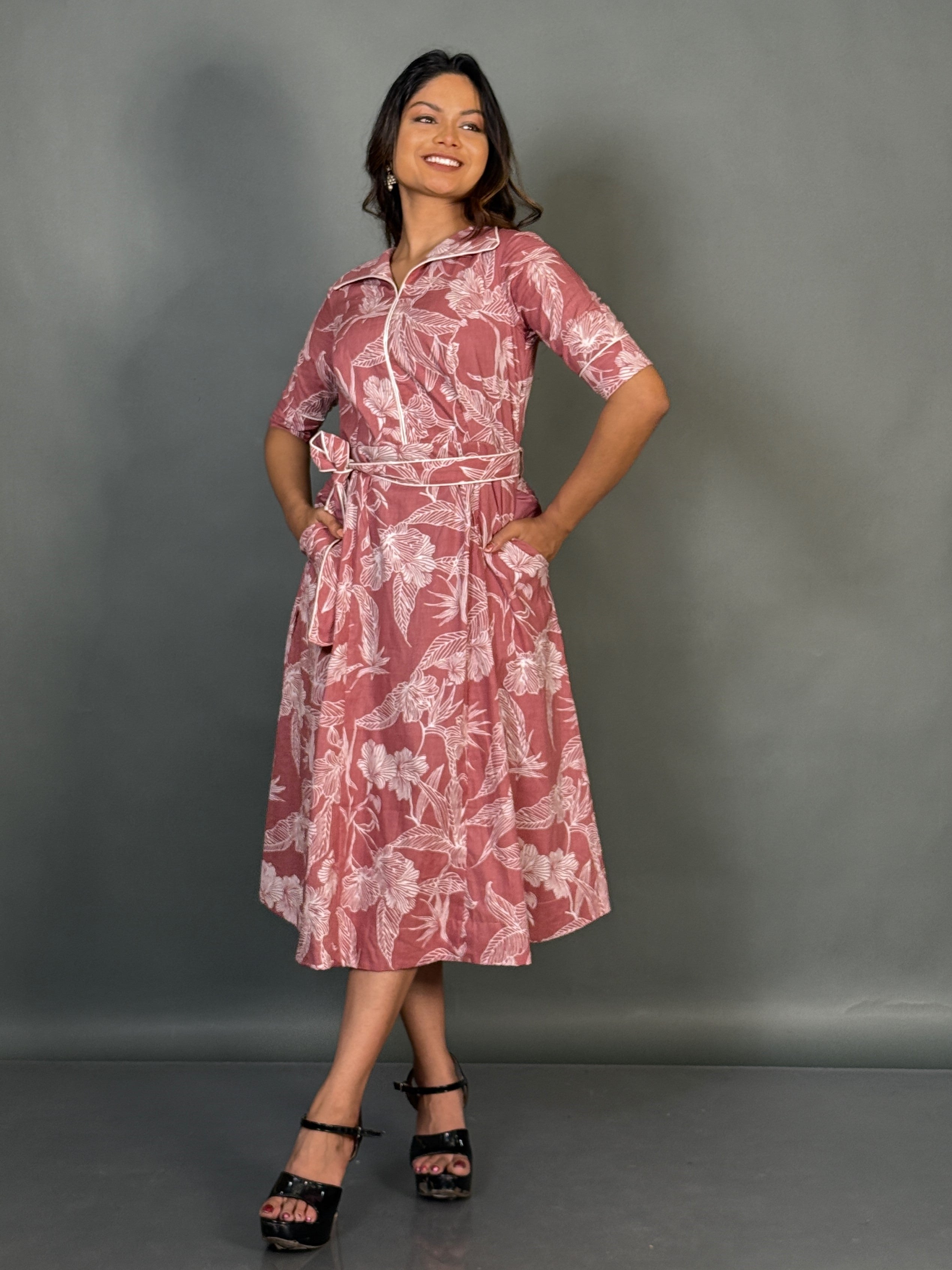 Blush Bloom Cotton Collar Dress
