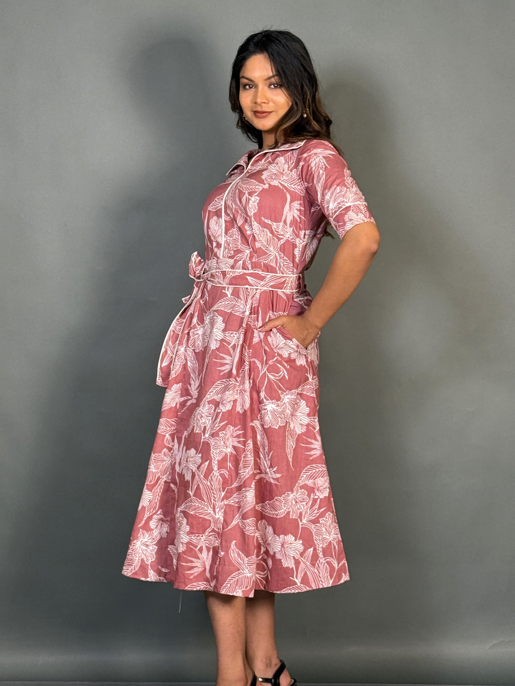 Blush Bloom Cotton Collar Dress