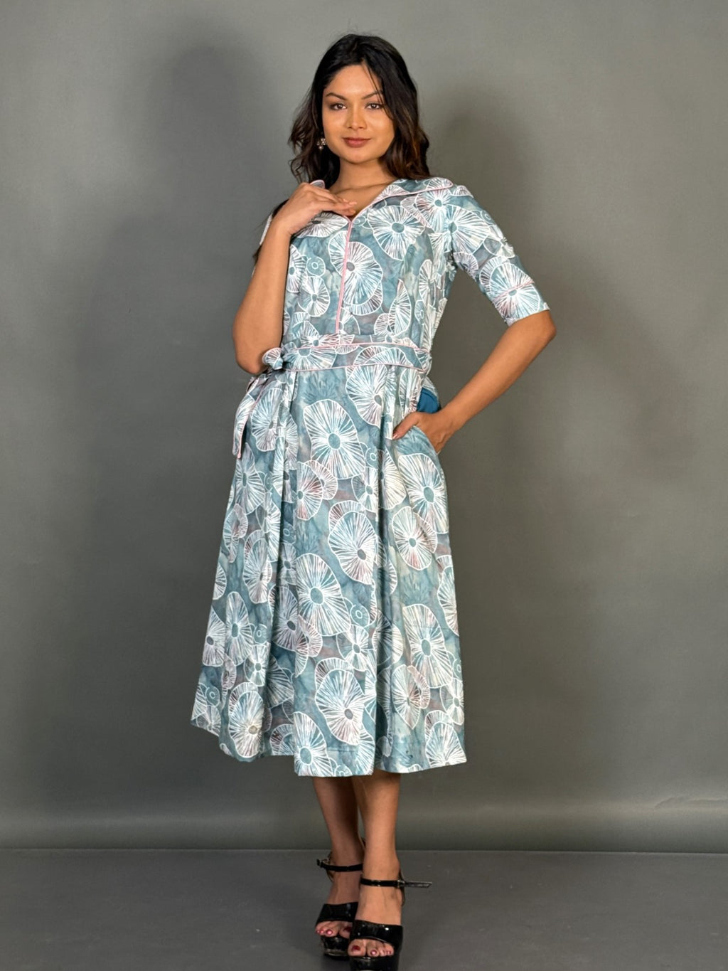 Ocean Whisper Sea Green Cotton Dress
