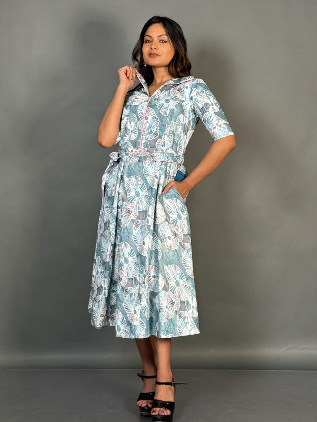 Ocean Whisper Sea Green Cotton Dress