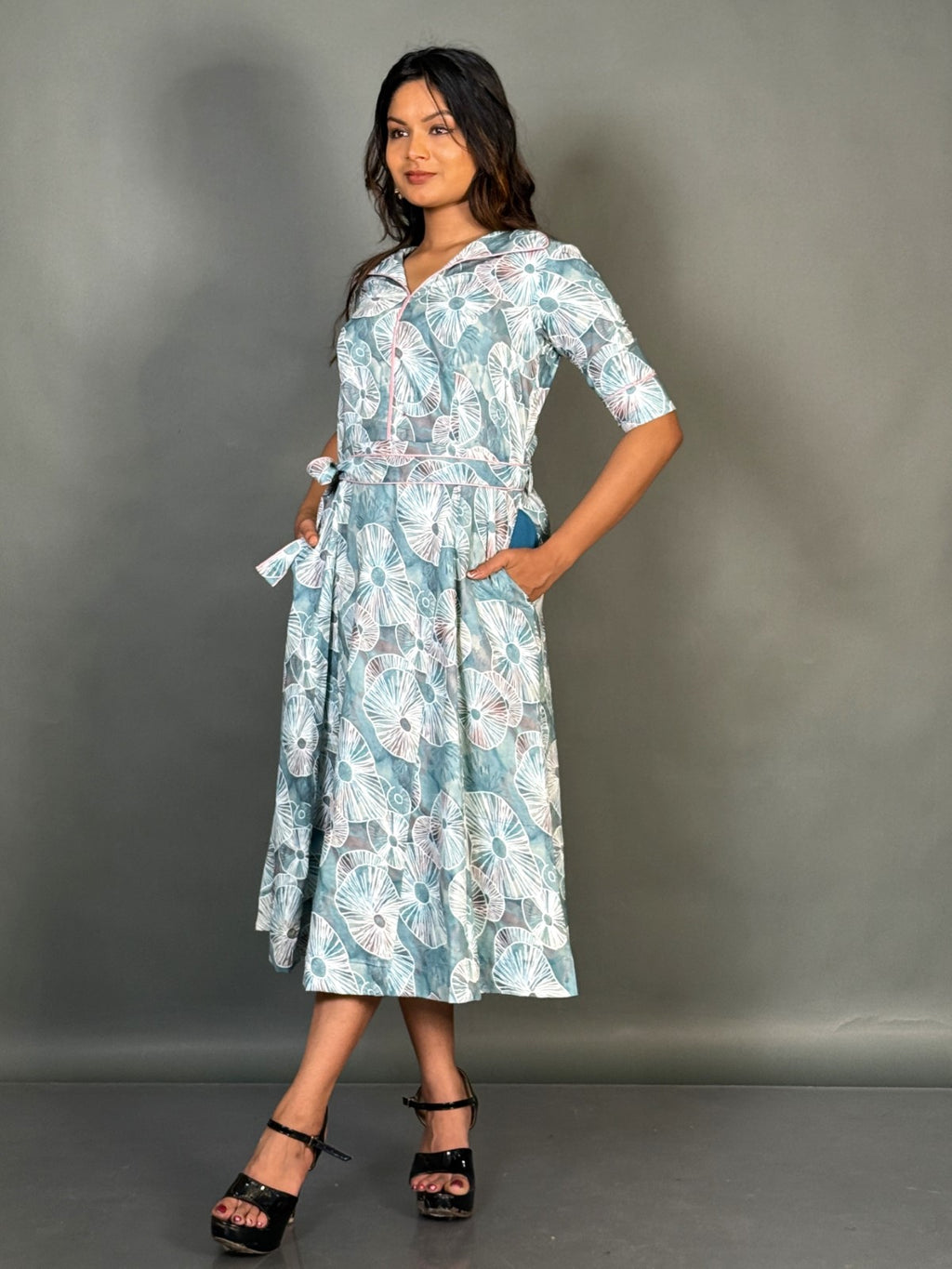 Ocean Whisper Sea Green Cotton Dress