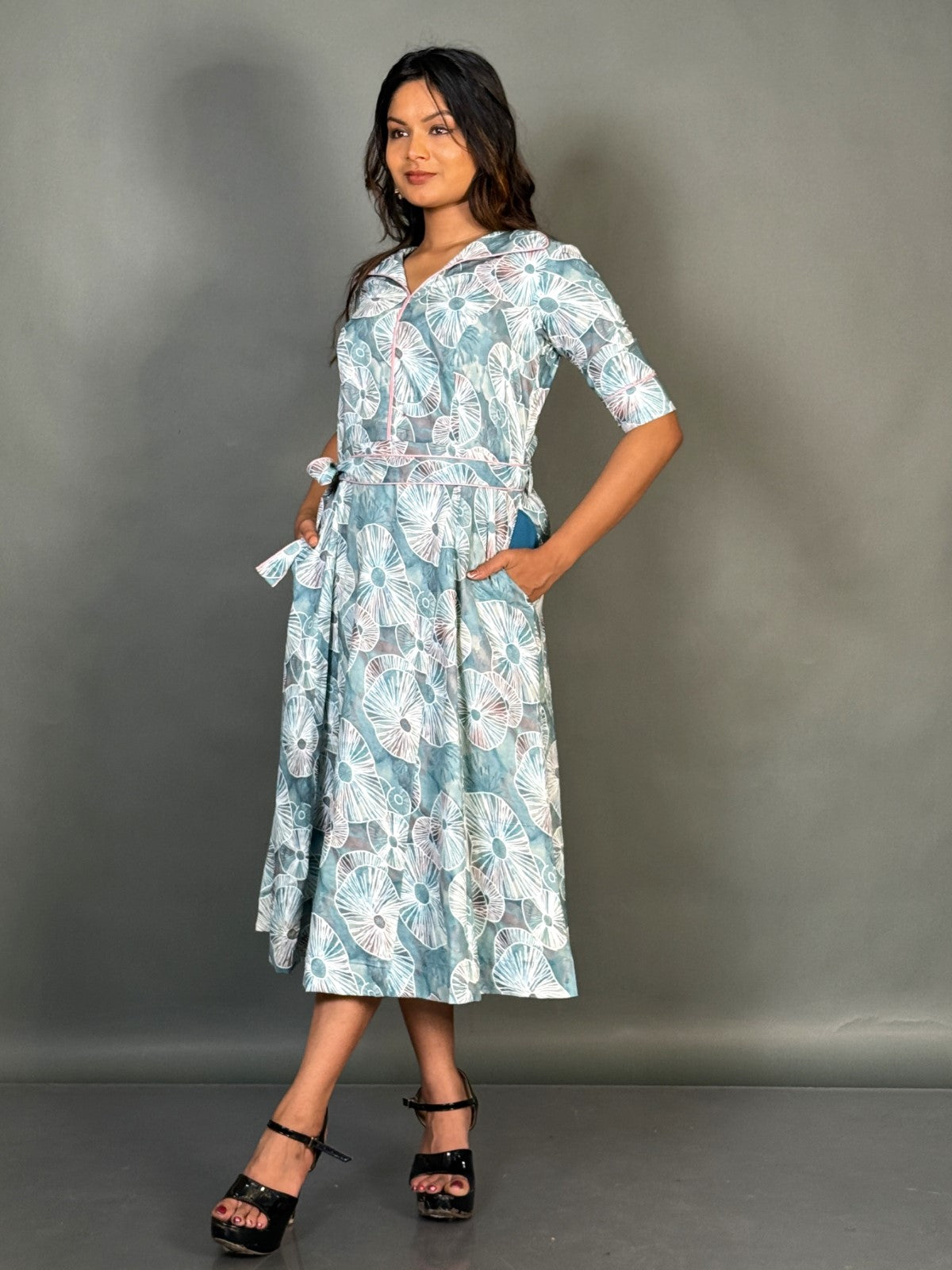 Ocean Whisper Sea Green Cotton Dress