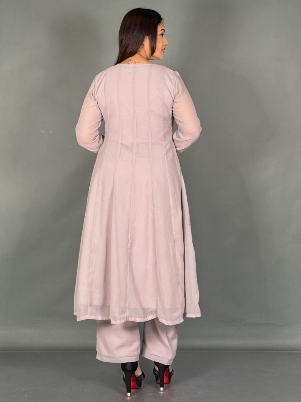 Mauve Serene Embroidered Anarkali Suit Set