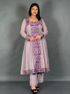 Mauve Serene Embroidered Anarkali Suit Set