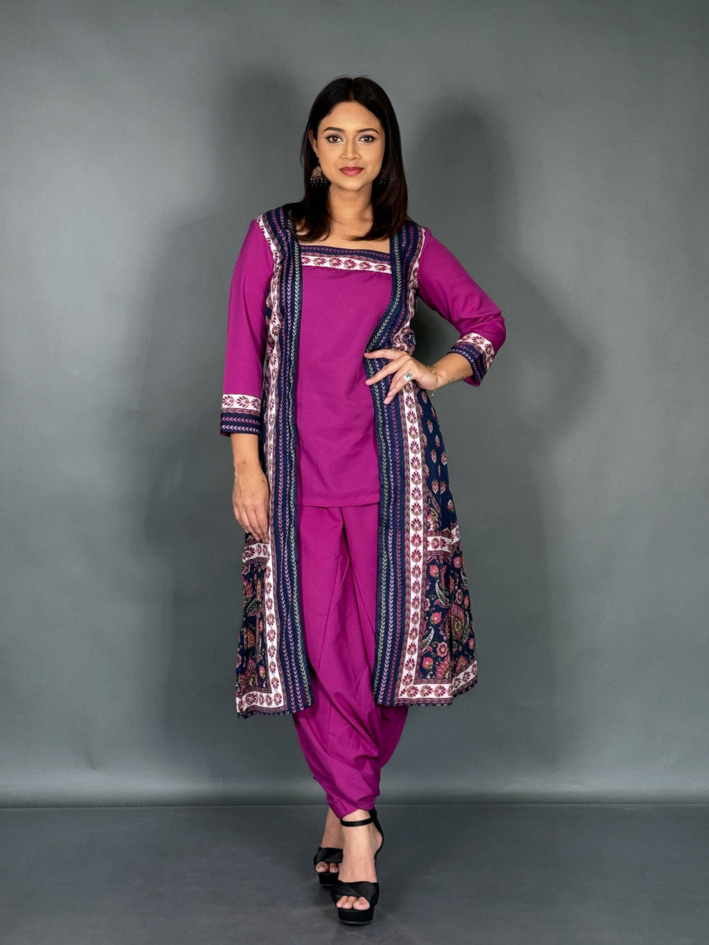 Bohonique Plus Size Jacket Print Set