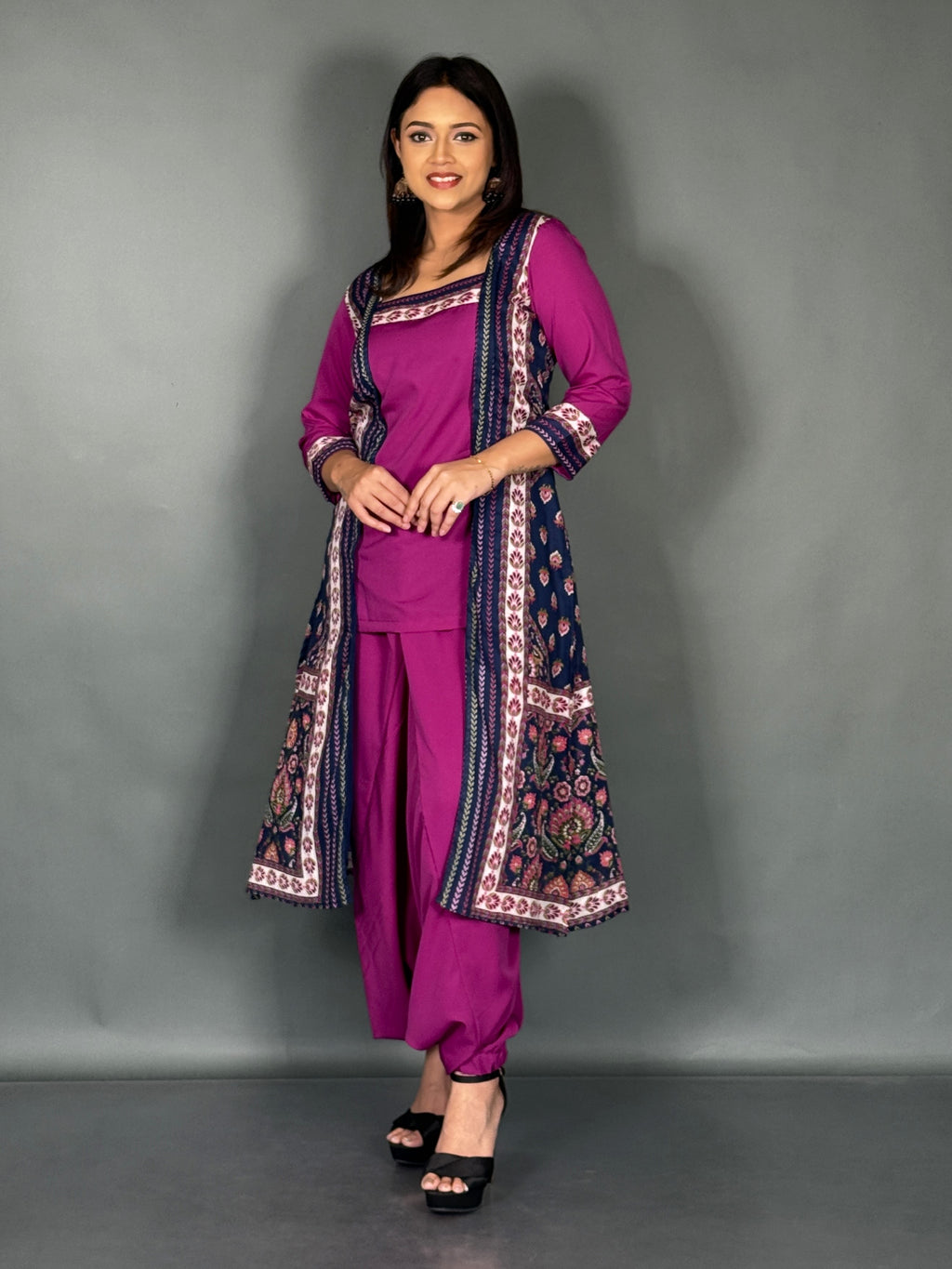 Bohonique Plus Size Jacket Print Set