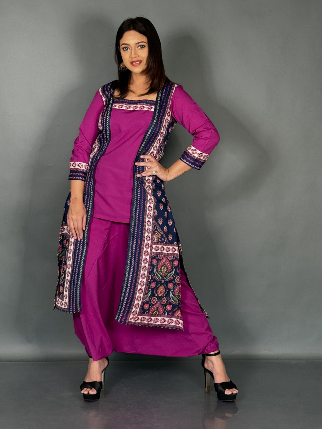 Bohonique Plus Size Jacket Print Set