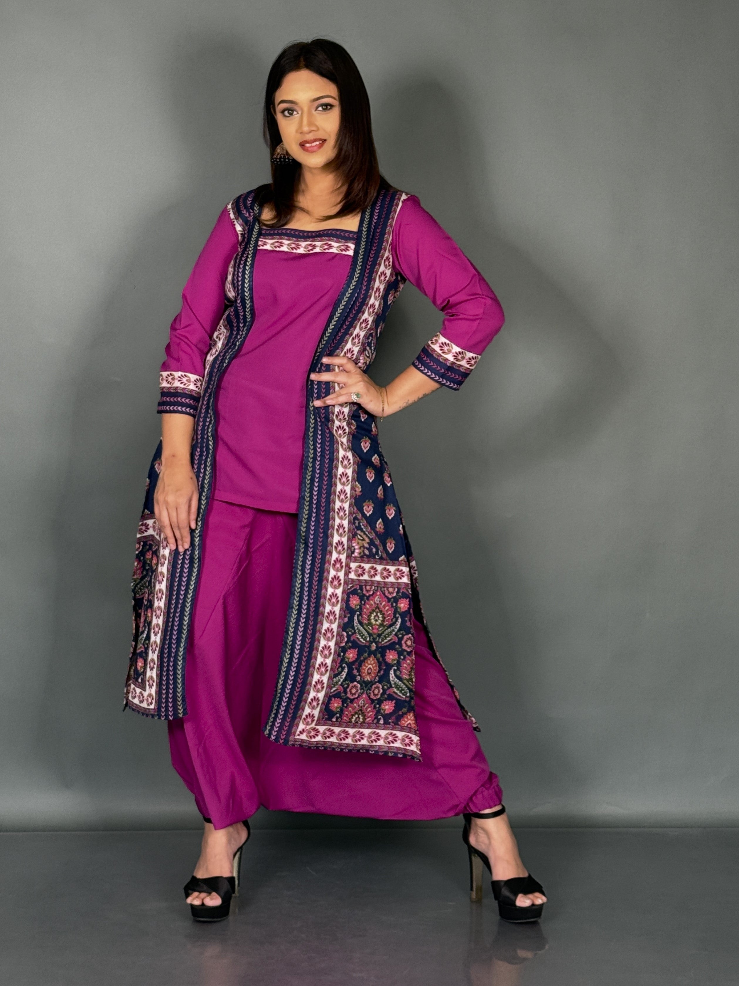 Bohonique Plus Size Jacket Print Set