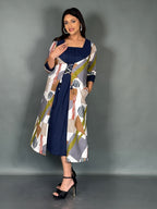 Blue Breeze Printed Cotton Fusion Dress