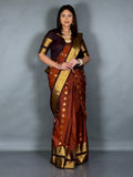 Rust & Orange Kanchipuram Semi Silk Insta Saree Set