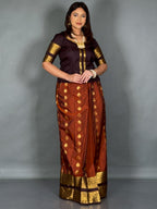 Rust & Orange Kanchipuram Semi Silk Insta Saree Set