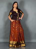 Rust & Orange Kanchipuram Semi Silk Insta Saree Set