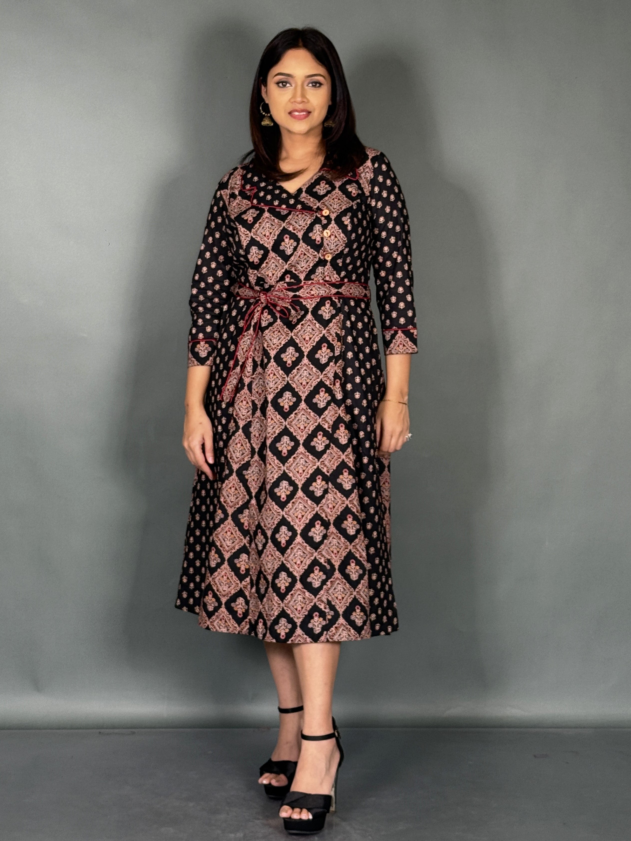 Moonlit Black Multi Print Princess Fit Fusion Dress