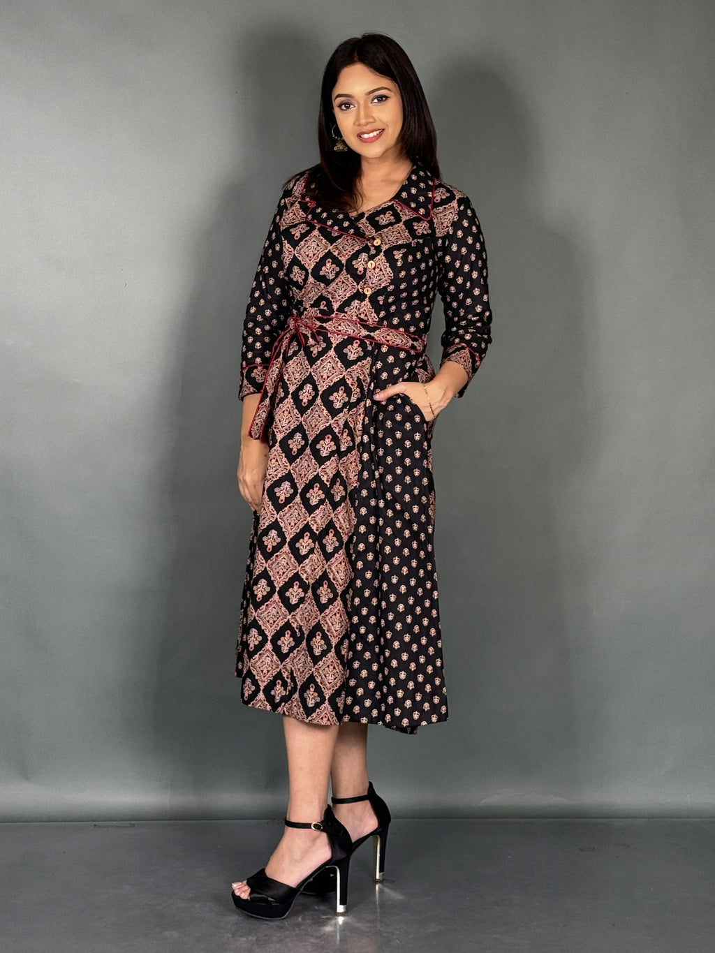 Moonlit Black Multi Print Princess Fit Fusion Dress
