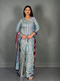 Maroon Firoza Ajrak Print Plus Size Insta Saree Set