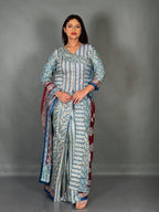 Maroon Firoza Ajrak Print Plus Size Insta Saree Set