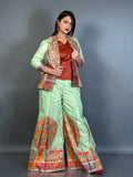 Elegant Rust & Pista Co-Ord Set with Blazer Jacket