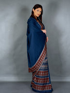 Moonlit Navy Ready-to-Wear Saree Set with Ajrak Charm in Cotton