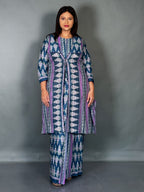 Royal Peacock Purple Fusion Saree Skirt Set