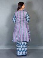 Royal Peacock Purple Fusion Saree Skirt Set