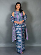 Royal Peacock Purple Fusion Saree Skirt Set
