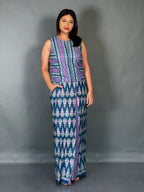 Royal Peacock Purple Fusion Saree Skirt Set