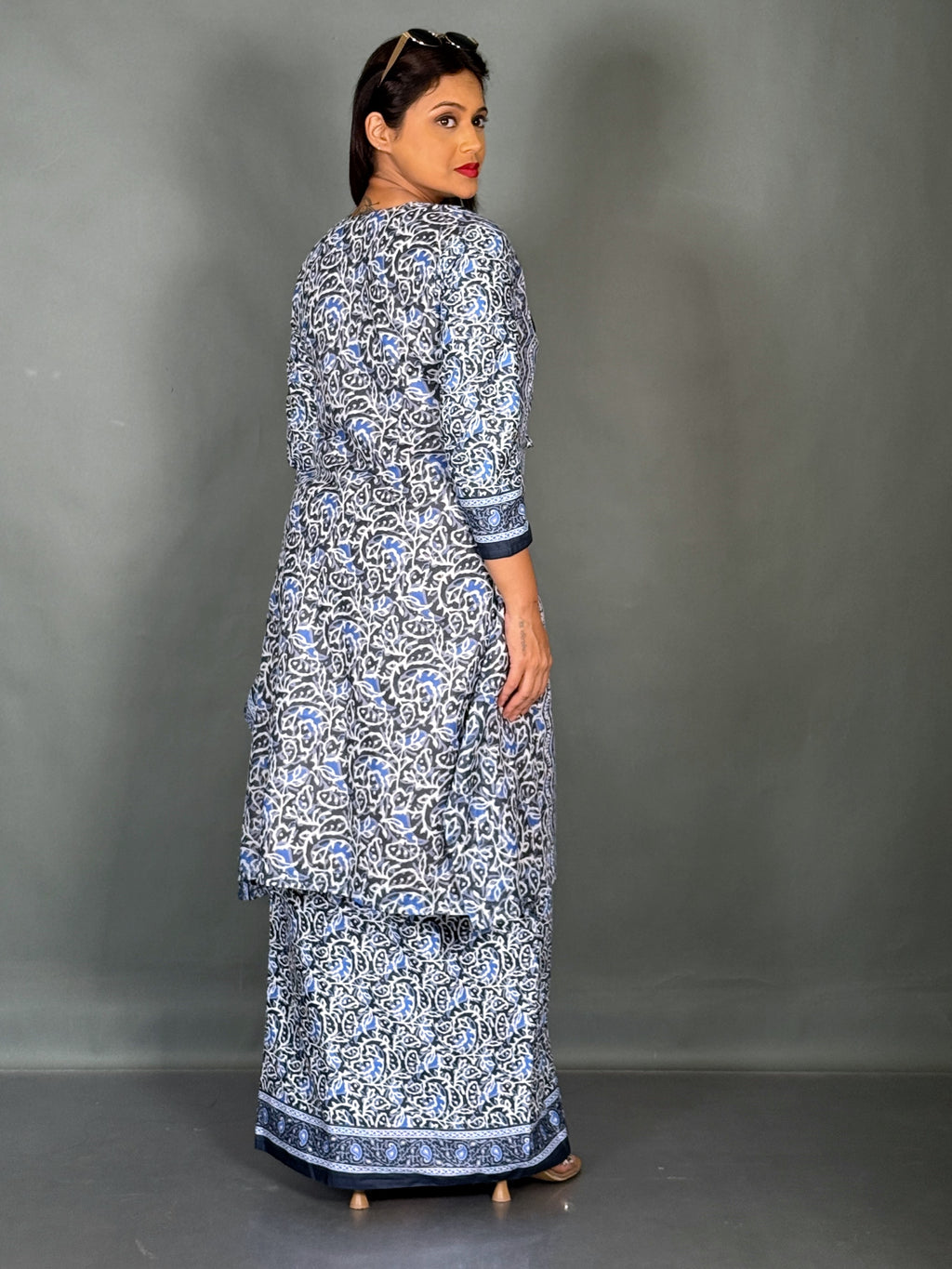 Sky Aura Plus Size Cotton Saree Skirt Fusion Set