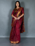 Maroon Handloom Cotton Plus Size Ready Saree Set