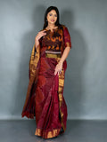 Elegant Maroon Handloom Cotton Ready Saree Set