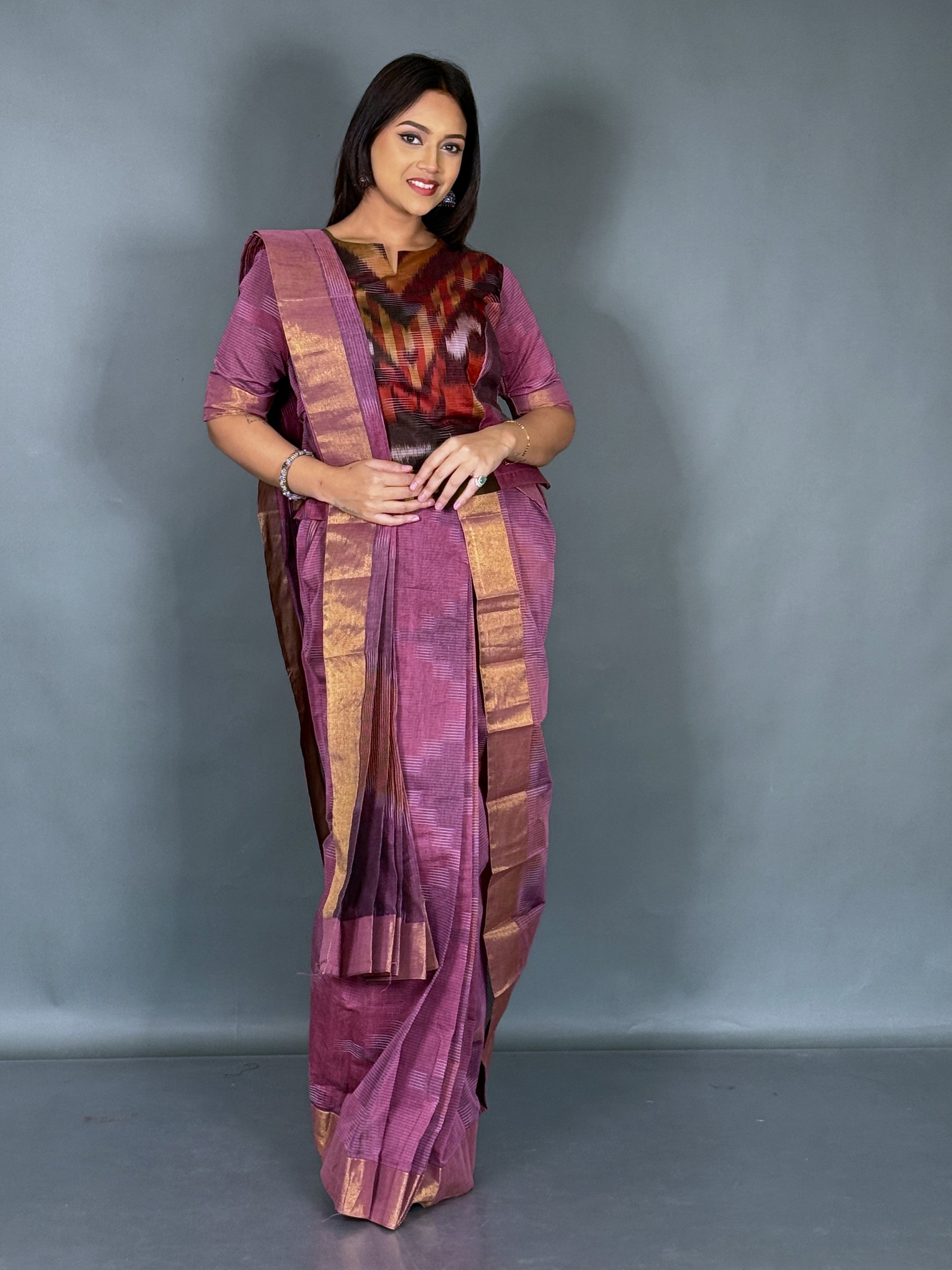 Trendy Strawberry Handloom Ready to Wear Saree