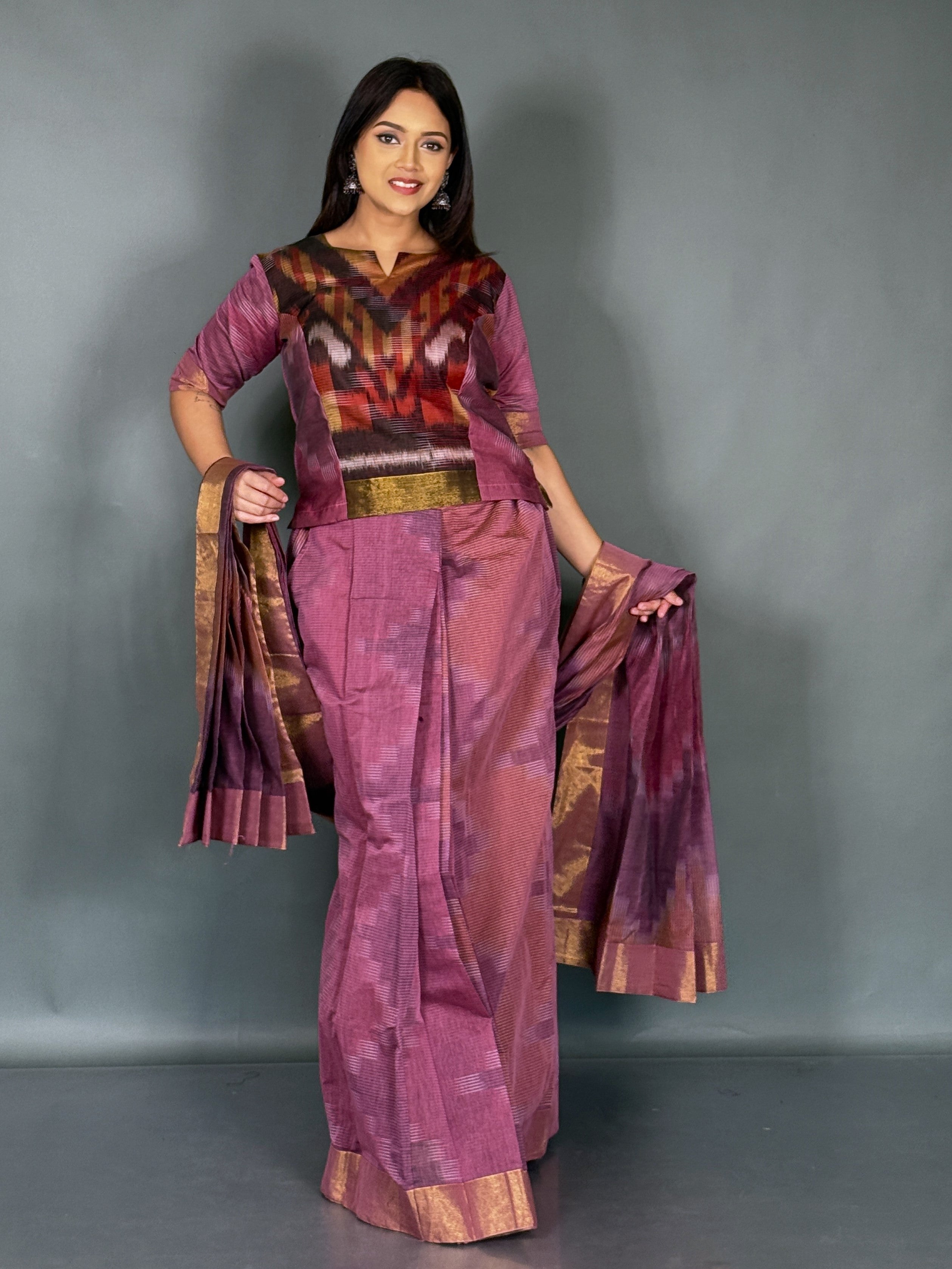 Trendy Strawberry Handloom Ready to Wear Saree