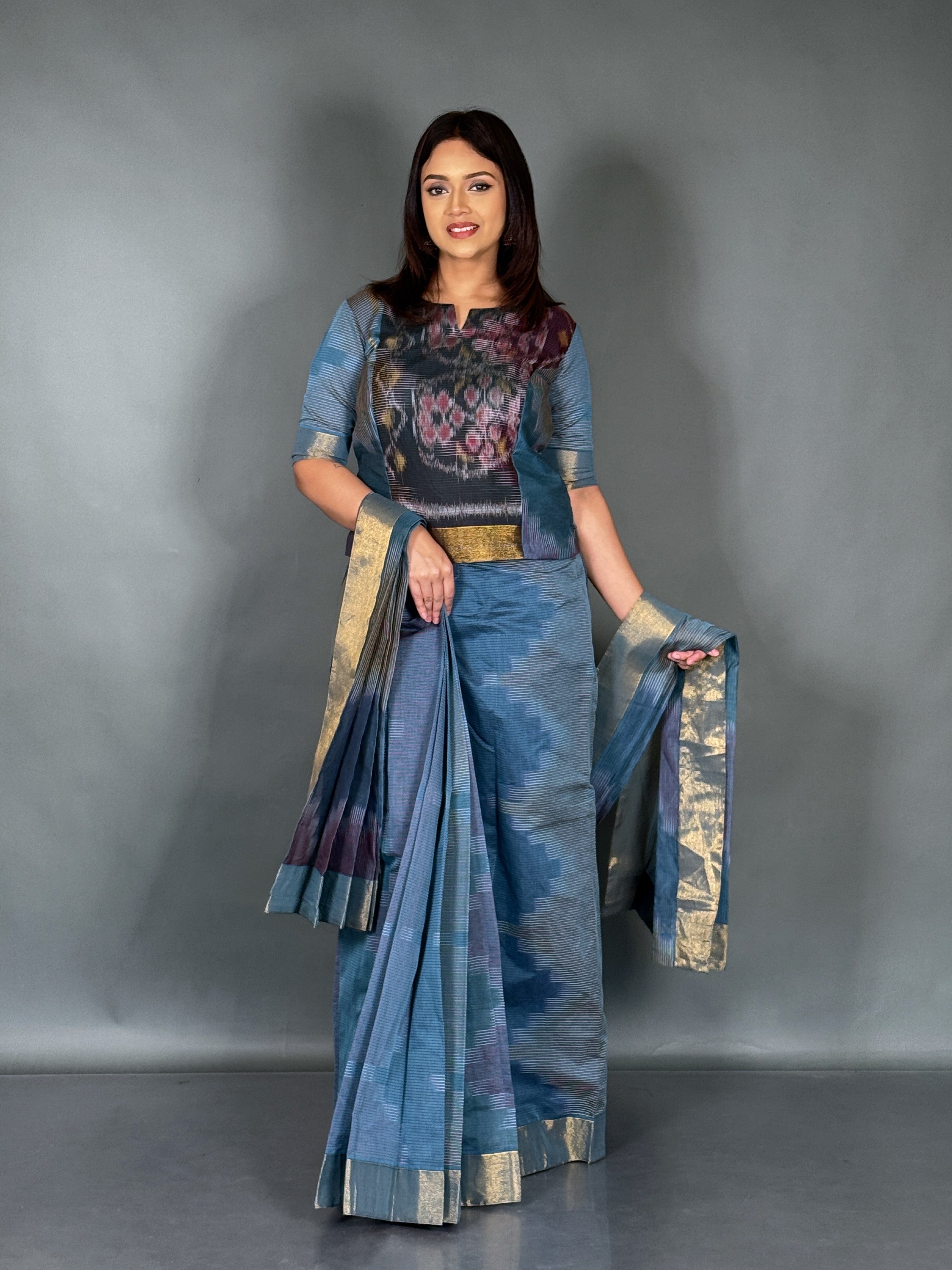 Aqua Mist Handloom Ready to Wear Saree Set