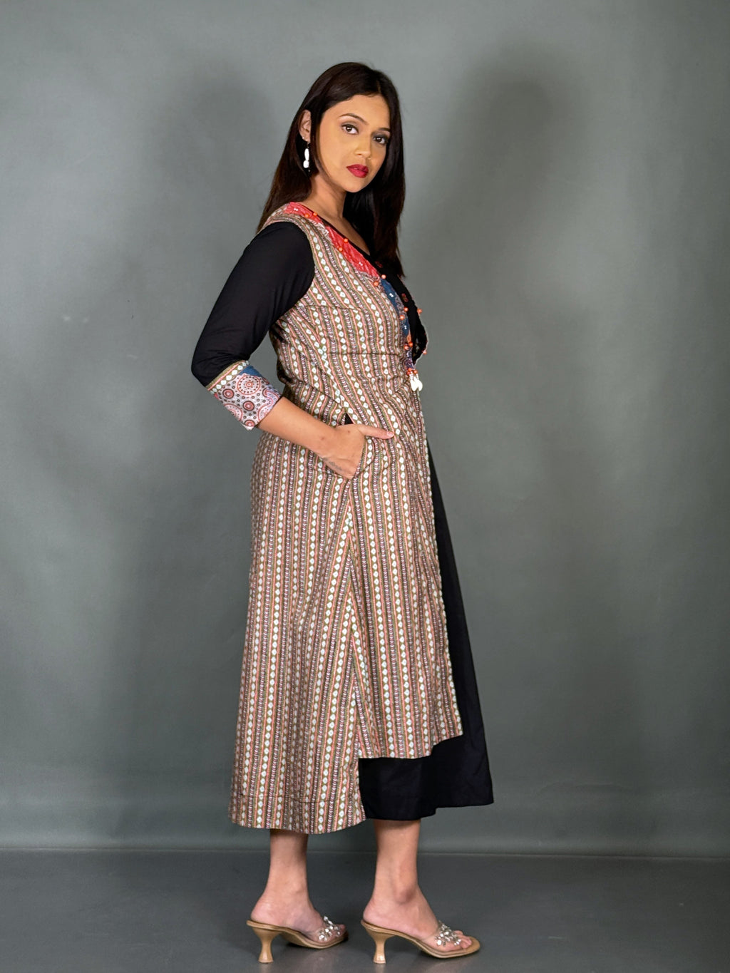 Elegant Black Indo-Western Dress with Jacket Style