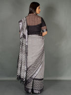 Ivory Noir Linen Insta Saree Set with Pocket