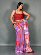 Lavender Rouge Linen Insta Saree Set