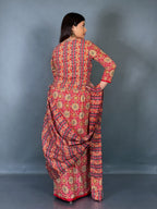 Scarlet Ajrak Grace Ready To Wear Saree Set