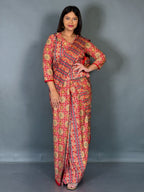 Scarlet Ajrak Grace Ready To Wear Saree Set